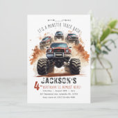 Monster Truck Verjaardag uitnodiging | Monstertruc (Staand voorkant)