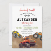 Monster Truck Verjaardag Uitnodiging, Racing Car B Kaart (Voorkant)