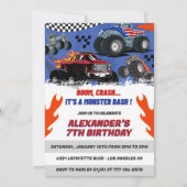 Monster truck verjaardag uitnodigingen Boom Crash (Voorkant)