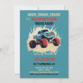 Monster Truck Verjaardag Uitnodigingen Groen (Voorkant)