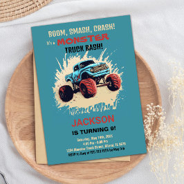 Monster Truck Verjaardag Uitnodigingen Groen