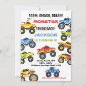 Monster Truck Verjaardag Uitnodigingen Kleuren (Voorkant)