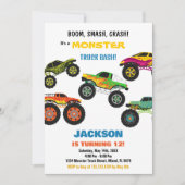 Monster Truck Verjaardag Uitnodigingen Kleuren (Voorkant)