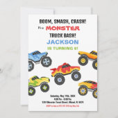 Monster Truck Verjaardag Uitnodigingen Kleuren (Voorkant)