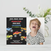 Monster Truck Verjaardag Uitnodigingen met foto (Staand voorkant)
