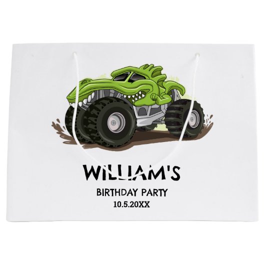 Monster Truck Verjaardagsfeest Minimale Jongens Ve Groot Cadeauzakje (Voorkant)