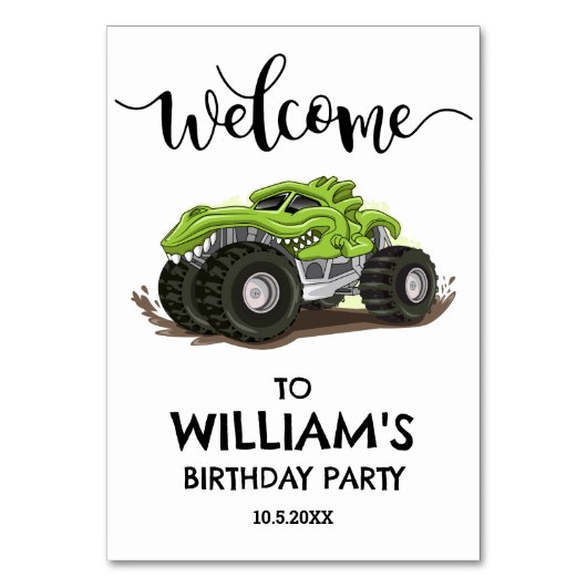 Monster Truck Verjaardagsfeest Minimale Jongens Ve Kaart (Voorkant)
