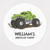 Monster Truck Verjaardagsfeest Minimale Jongens Ve Labels (Design 1)