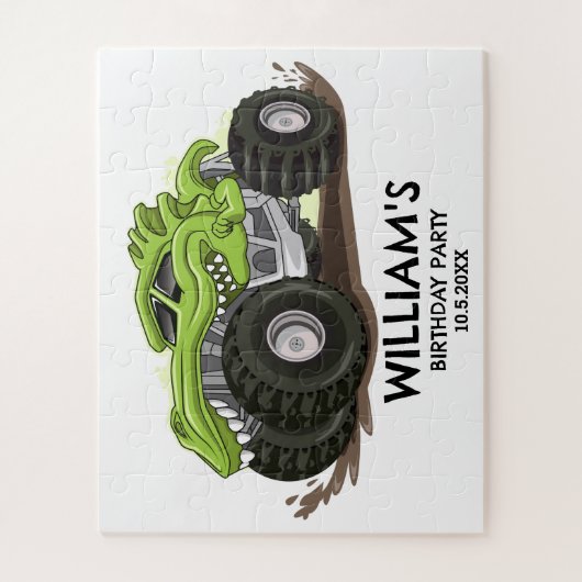 Monster Truck Verjaardagsfeest Minimale Jongens Ve Legpuzzel (Verticaal)