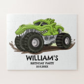 Monster Truck Verjaardagsfeest Minimale Jongens Ve Legpuzzel (Horizontaal)