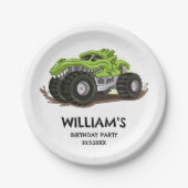 Monster Truck Verjaardagsfeest Minimale Jongens Ve Papieren Bordje (Voorkant)