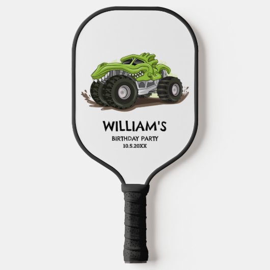 Monster Truck Verjaardagsfeest Minimale Jongens Ve Pickleball Paddle (Voorkant)