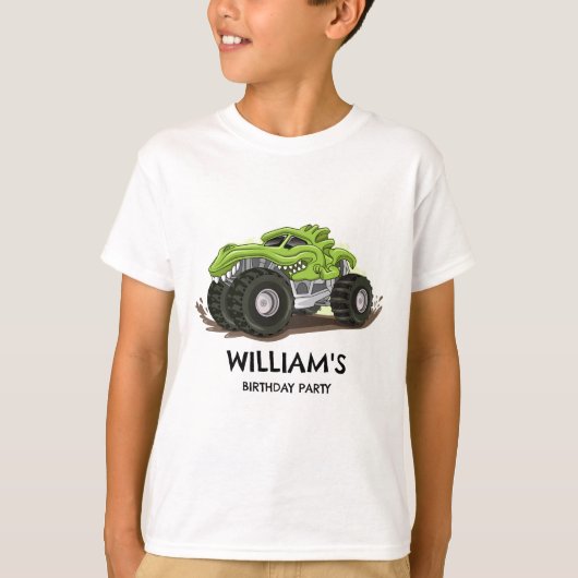 Monster Truck Verjaardagsfeest Minimale Jongens Ve T-shirt (Voorkant)