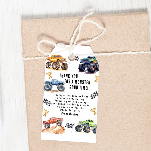 Monster Truck Verjaardagsfeestje Bedankt Cadeau La Cadeaulabel