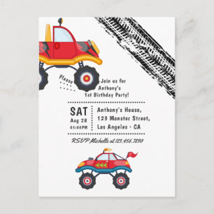 Monster Truck Verjaardagsfeestje Briefkaart