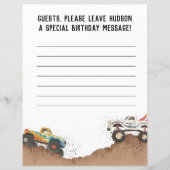 Monster Truck Verjaardagsfeestje Gast Tekeningblad (Voorkant)