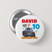Monster Truck Verjaardagsfeestje Groepsmatching Ronde Button 5,7 Cm (Voorkant /achterkant)