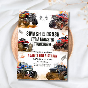 Monster Truck Verjaardagsfeestje Smash Crash Truck Kaart