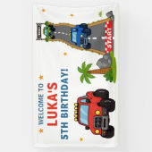 Monster Truck Verjaardagsfeestje Spandoek (Verticaal)