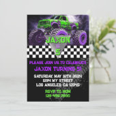 Monster Truck verjaardagsuitnodiging Kaart (Staand voorkant)