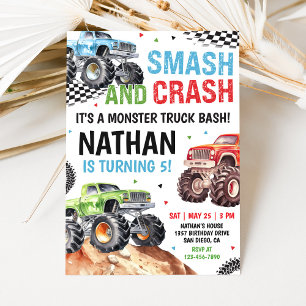 Monster Truck Verjaardagsuitnodiging Kaart