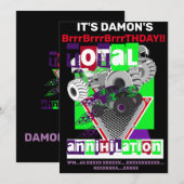 MONSTER TRUCK VERJAARDAGSUITNODIGING KAART (Voorkant / Achterkant)