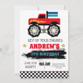 Monster truck verjaardagsuitnodiging kaart (Voorkant)