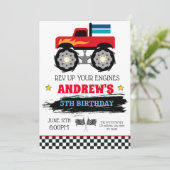 Monster truck verjaardagsuitnodiging kaart (Staand voorkant)