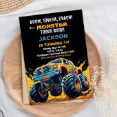 Monster Truck Verjaardagsuitnodigingen Sinaasappel Kaart