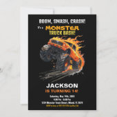 Monster Truck Verjaardagsuitnodigingen Sinaasappel Kaart (Voorkant)