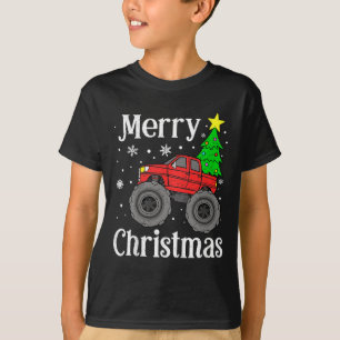 Monster Truck Vrolijke Kerstboom Kinder Jongens T-shirt