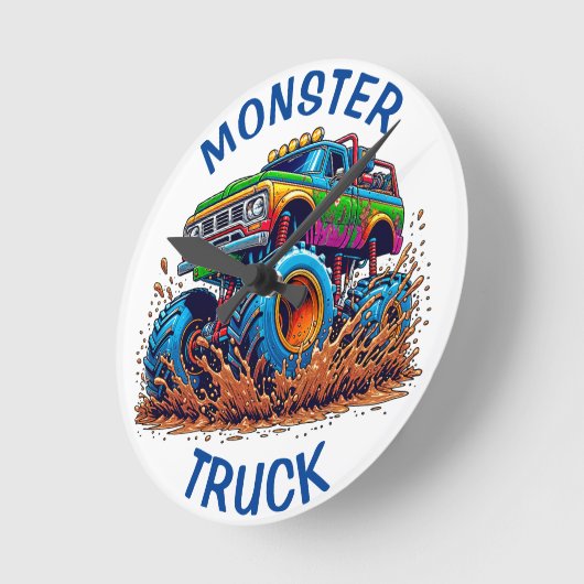 Monster Truck Wall Clock Ronde Klok (Hoek)