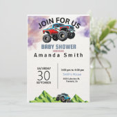 Monster Truck Waterverf Baby shower Uitnodiging (Staand voorkant)