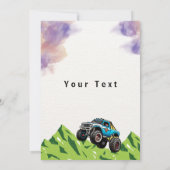 Monster Truck Waterverf Baby shower Uitnodiging (Achterkant)