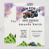 Monster Truck Waterverf Baby shower Uitnodiging (Voorkant / Achterkant)