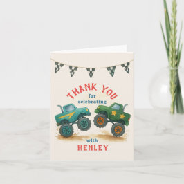Monster Truck Waterverf Kids Verjaardagsfeest Bedankkaart