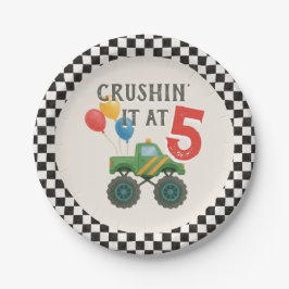 Monster Truck Waterverf Kids Verjaardagsfeest Papieren Bordje