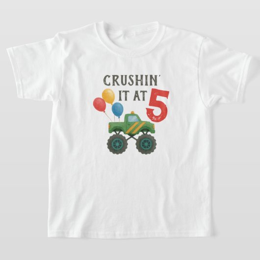 Monster Truck Waterverf Kinderverjaardagsfeestje T-shirt (Laagn)