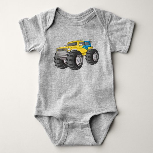 Monster Truck Yellow Blue Romper (Voorkant)