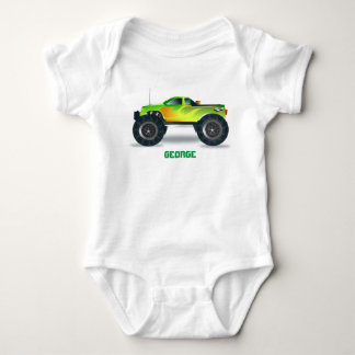 Monster Truck Yellow Oranje Fire Personaliseer me! Romper