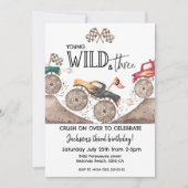 Monster Truck YOUND WILD & THREE 3rd birthday kids Kaart (Voorkant)