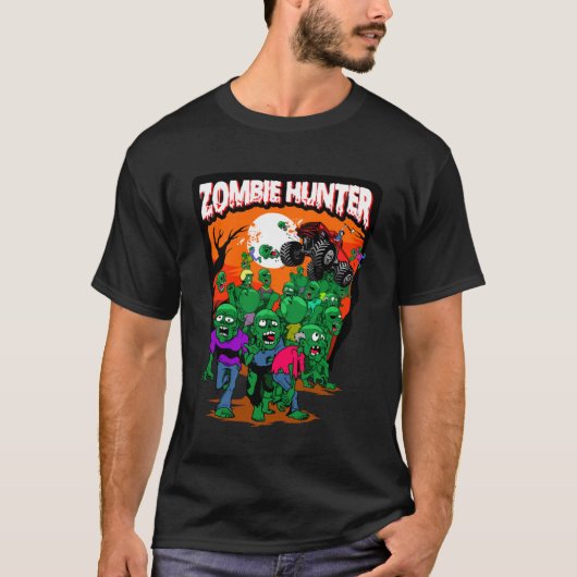 Monster Truck Zombie Hunter Halloween Undode Kille T-shirt (Voorkant)