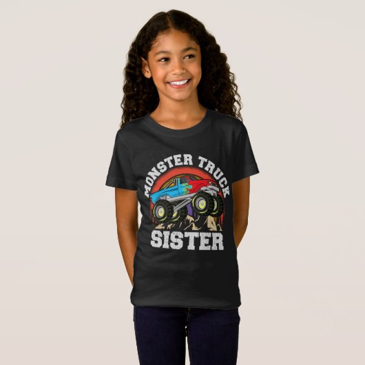 Monster Truck Zuster Matching Familie Monster Truc T-shirt (Voorkant volledig)