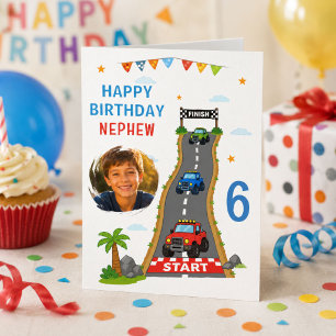 Monster Truckbaan Happy Birthday Neef Foto Kaart