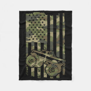 Monster Trucker Retro Monster Truck Usa Vlag 4 jul Fleece Deken