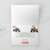 Monster Trucks 1e verjaardag Bedankkaart (Binnen)