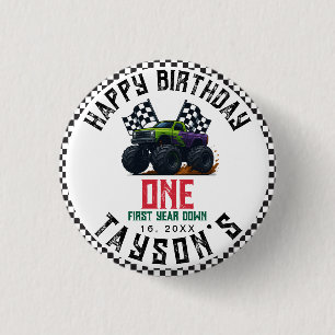 Monster Trucks 1e Verjaardag Vroom Feest Ronde Button 3,2 Cm