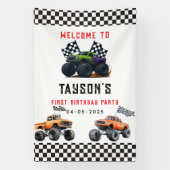 Monster Trucks 1e Verjaardagsfeest Banner – Vroom (Verticaal)