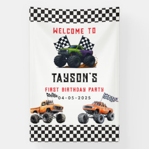 Monster Trucks 1e Verjaardagsfeest Banner – Vroom