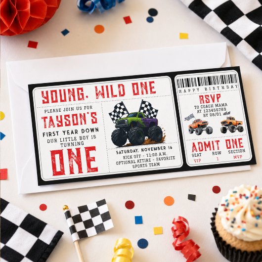 Monster Trucks 1e verjaardagskaart uitnodiging